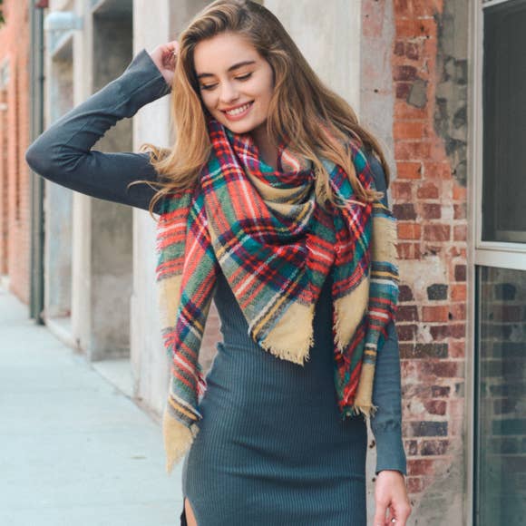 All-Time Classic (Khaki) Plaid Blanket Scarf