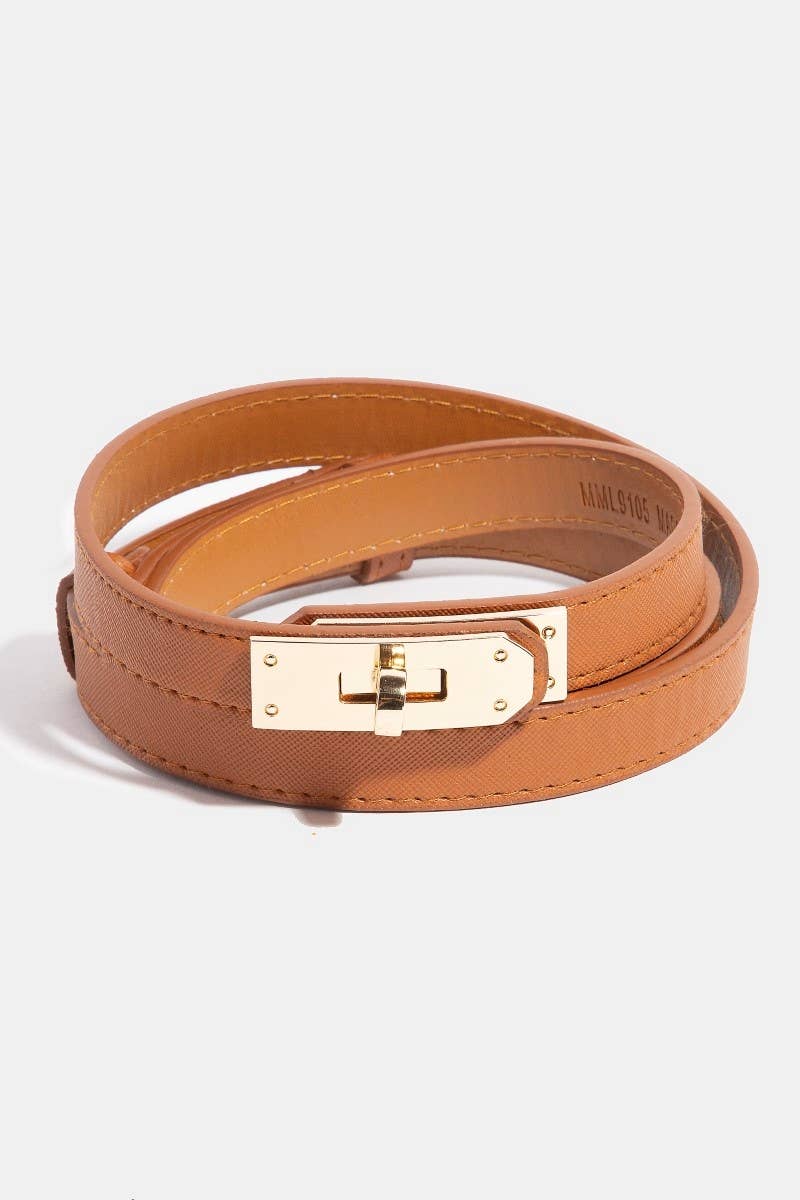 Trendy Thin Adjustable Turn Lock Belt
