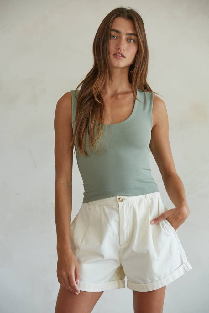 (Green Tea) Double Layer Seamless Tank