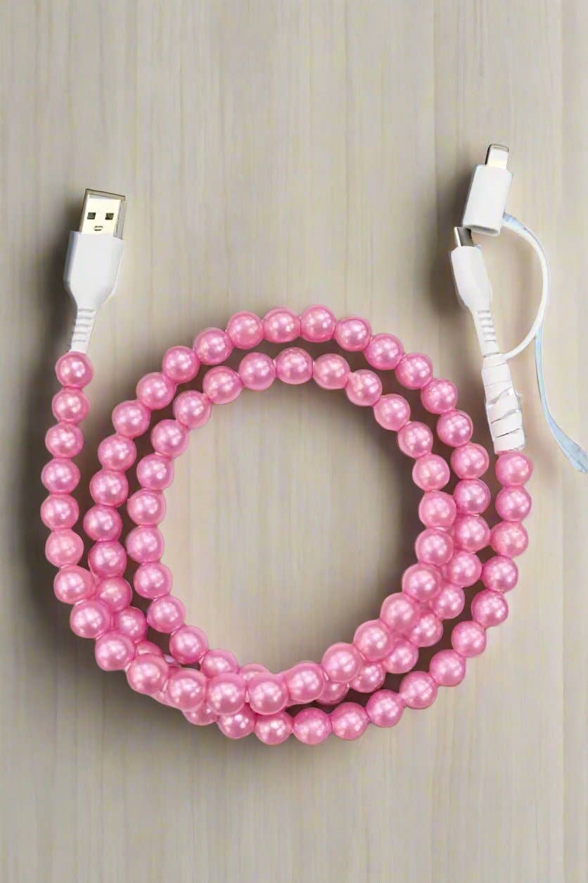 40” (Pink) Pearl Cord Phone Charger
