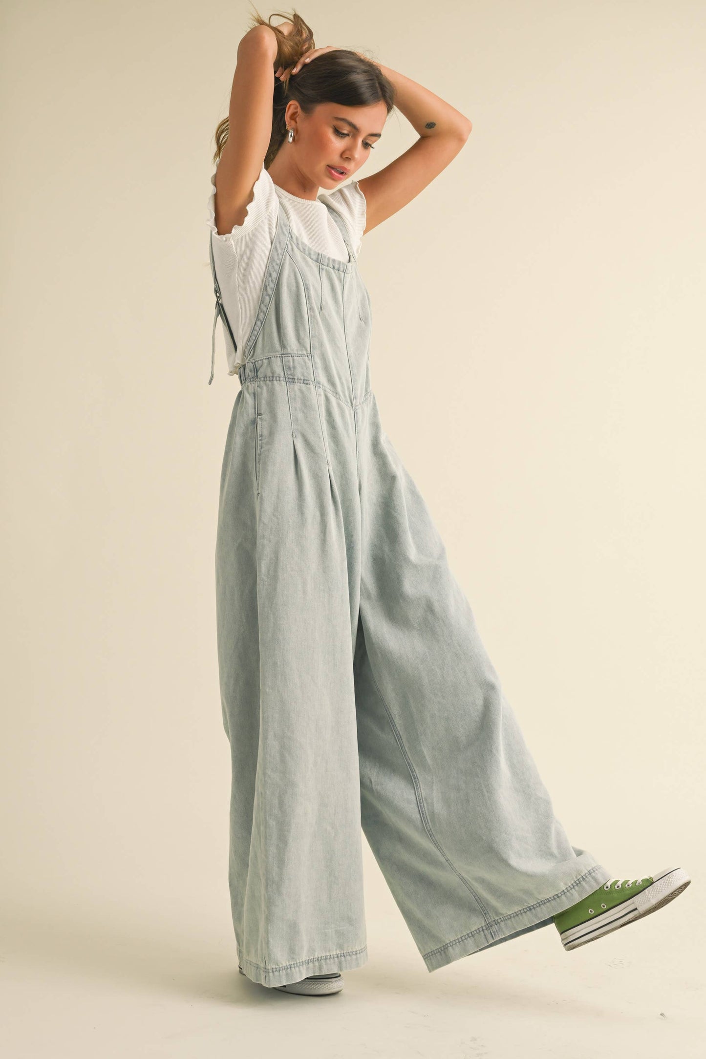 My Moment Wide Leg Denim Overalls