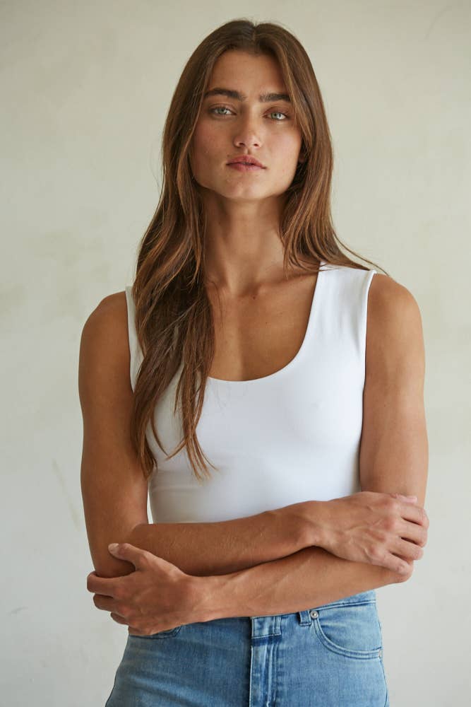 (White) Double Layered Seamless Tank