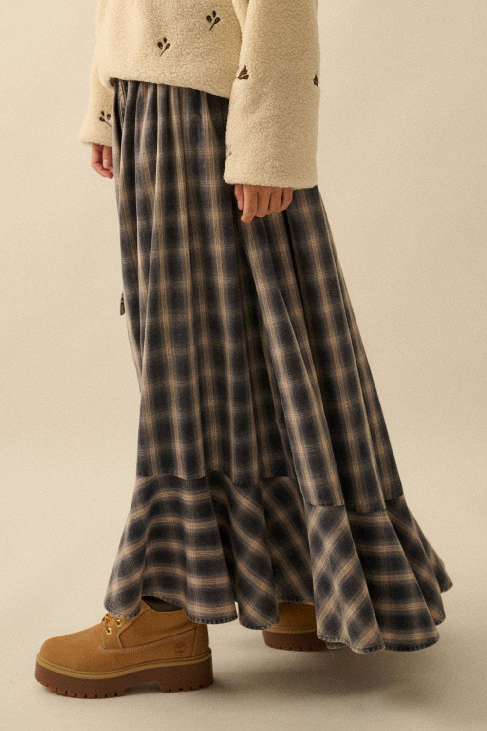 Cabin Fever (Navy) Plaid Flannel Skirt