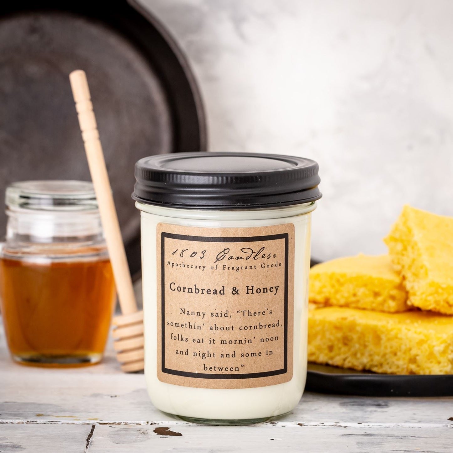 1803 Candles: Cornbread & Honey 14oz. Jar Candle