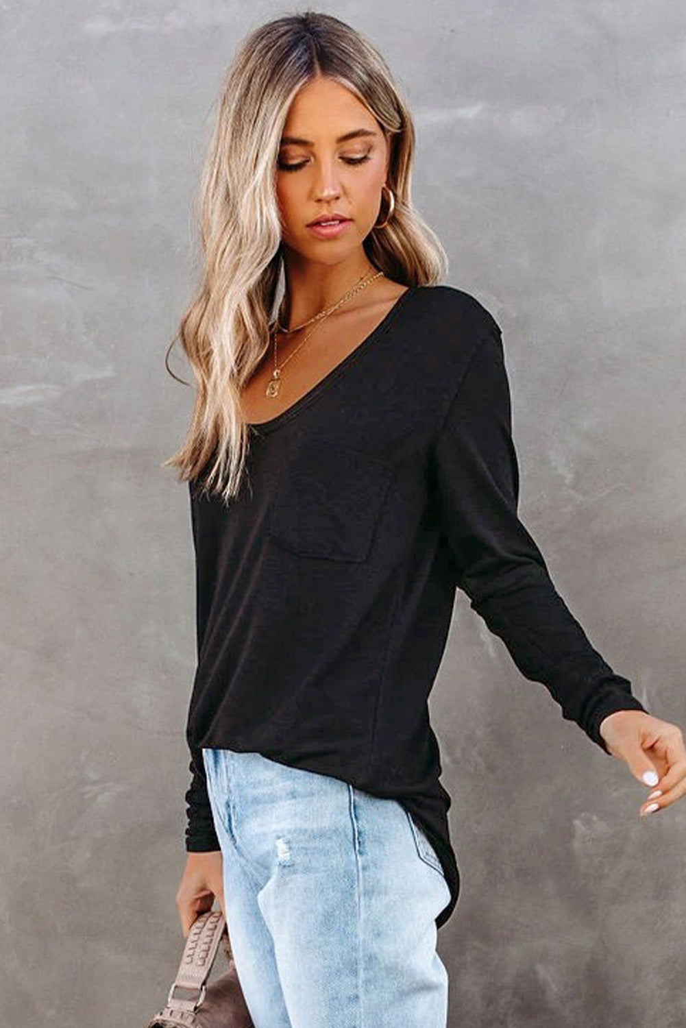 Essential For Me BLACK V-Neck Knit Top