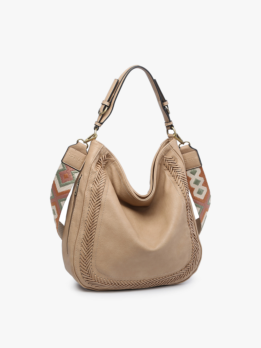 Aris (Tan) Whipstitch Hobo Crossbody