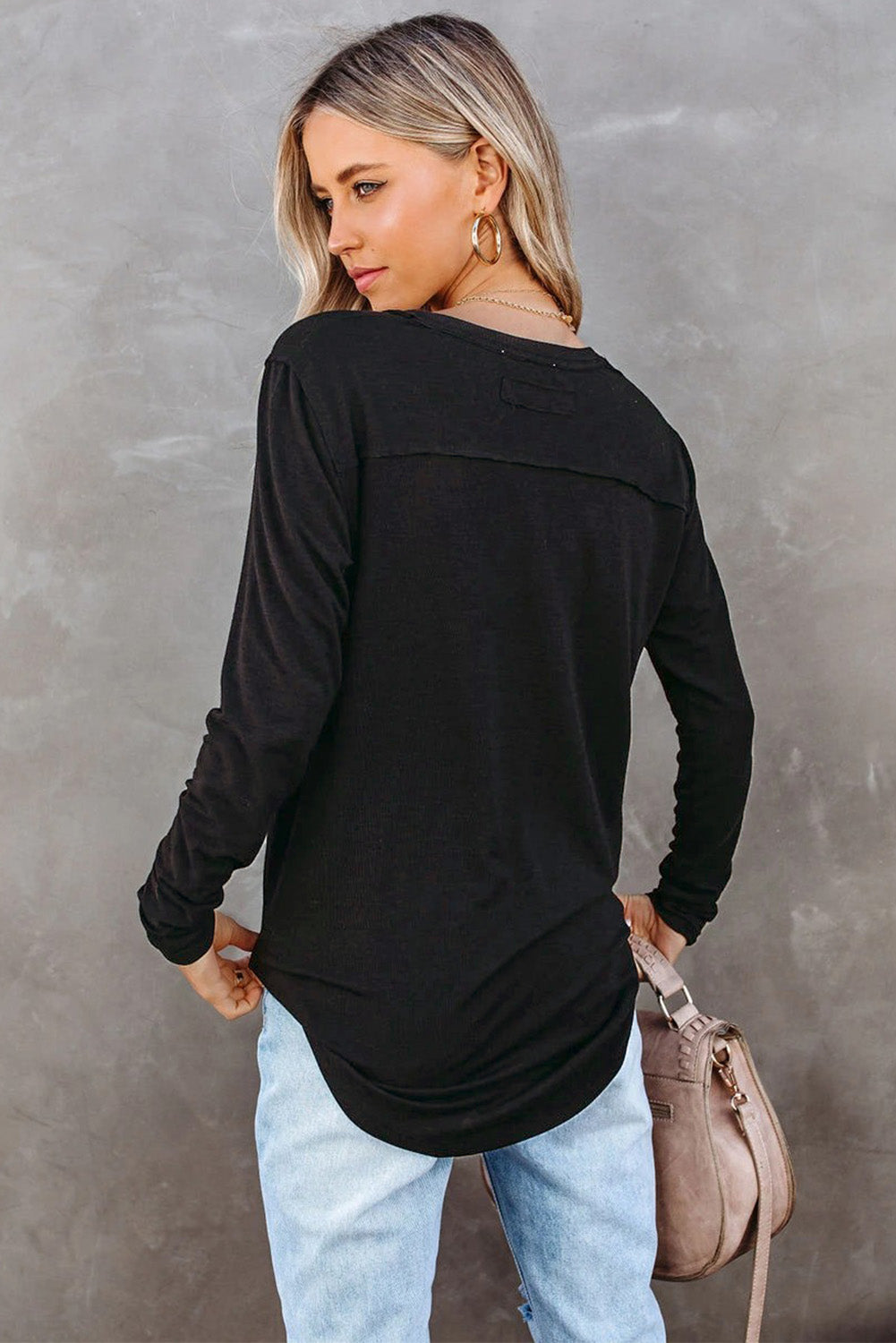 Essential For Me BLACK V-Neck Knit Top