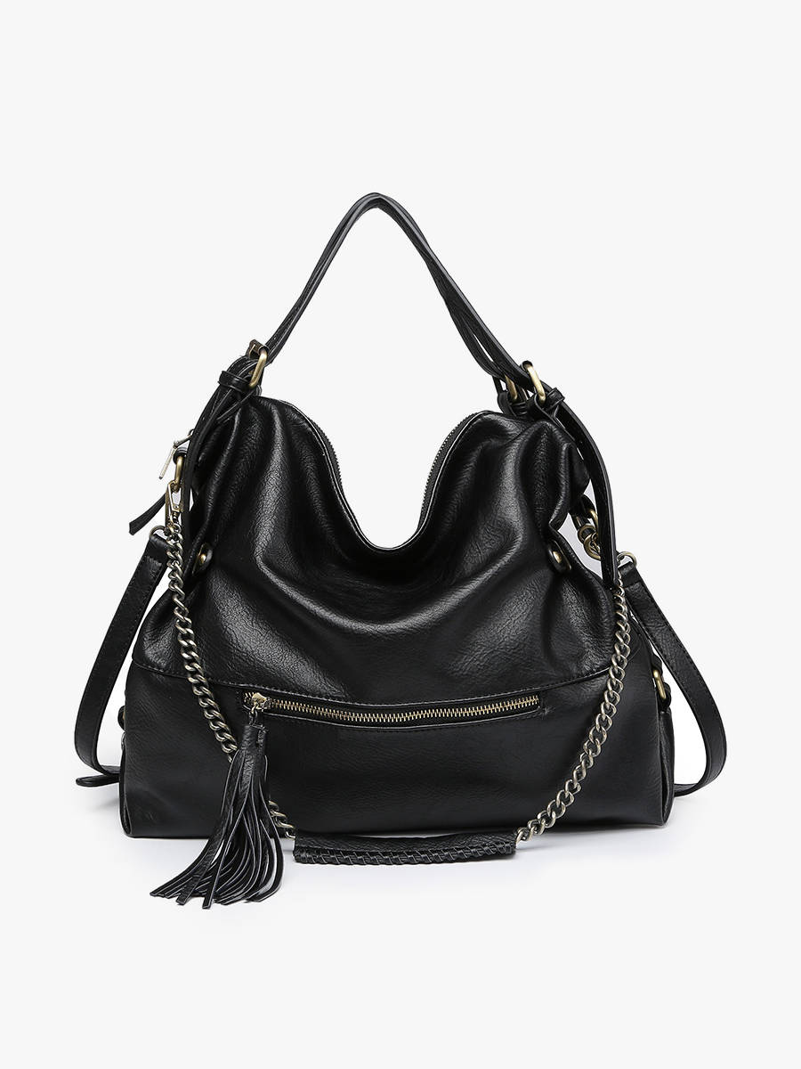 Jamila (Black) Rustic Tote w/ Chain