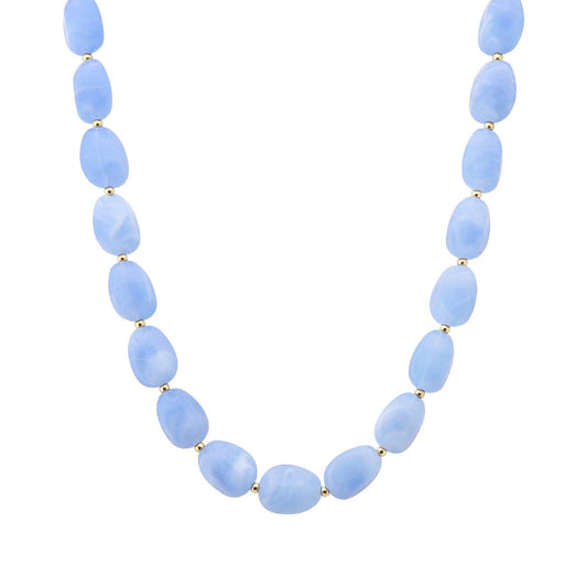 Light Blue Oval Acrylic Beaded Necklace