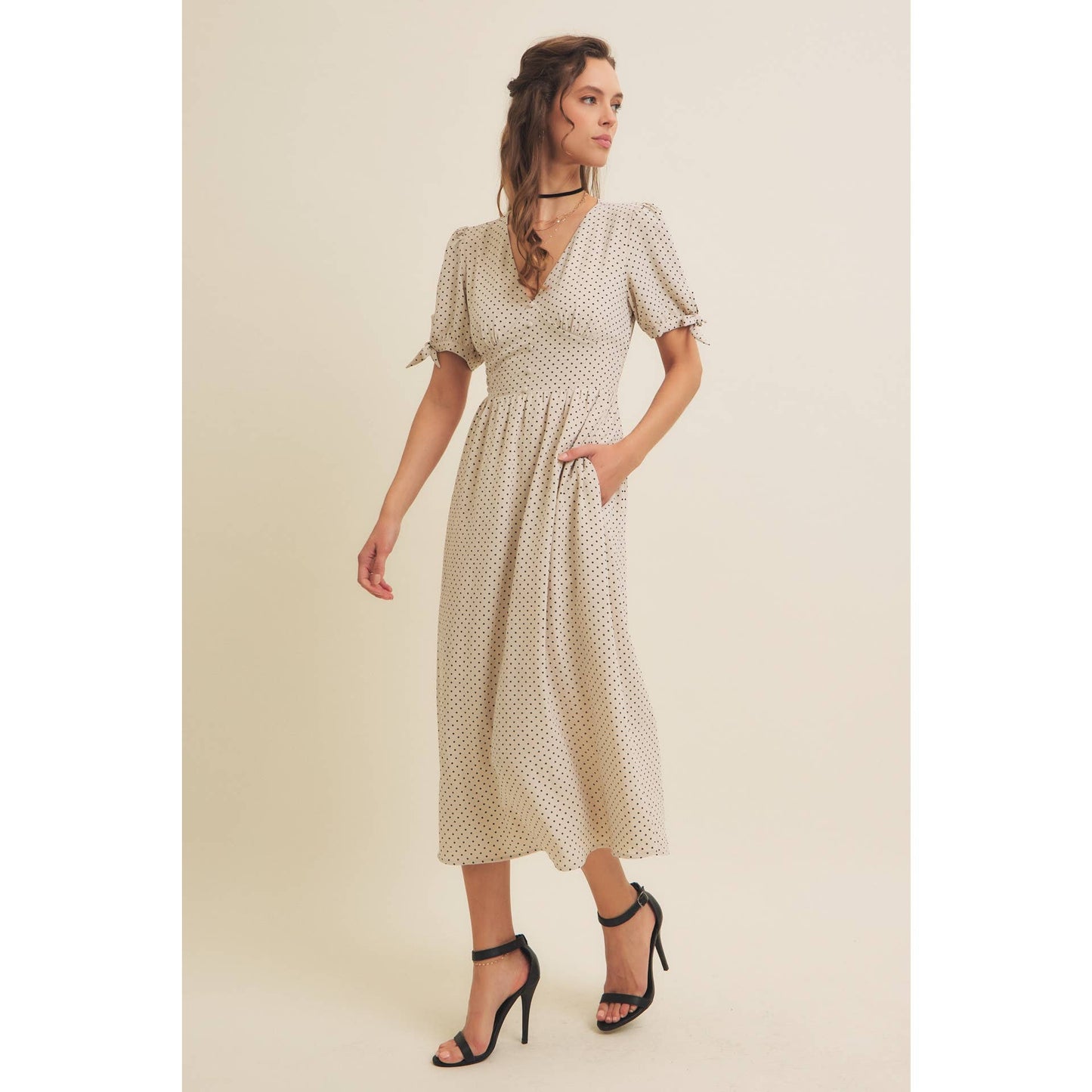 Keep Classy (Crm/Blk) Polka Dot Dress