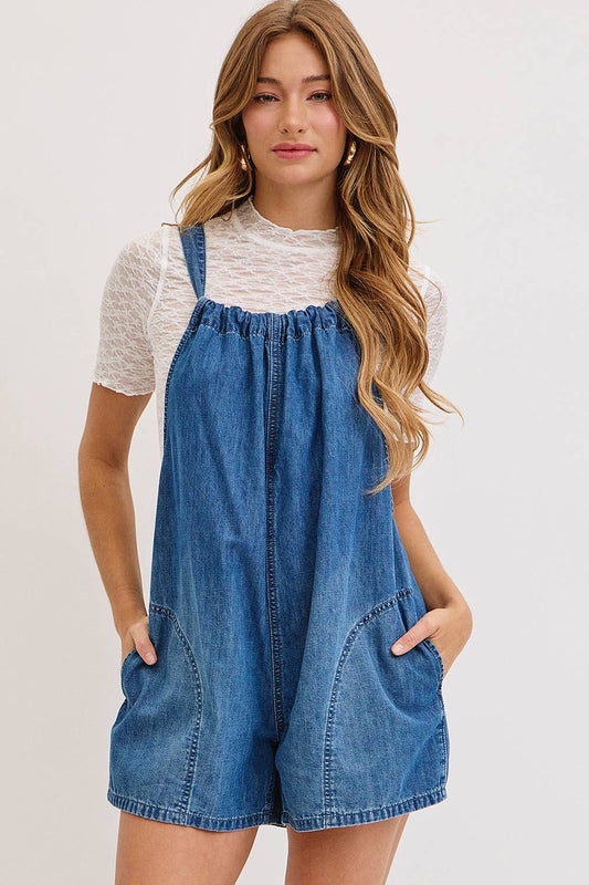 Take the Winding Road Denim Romper