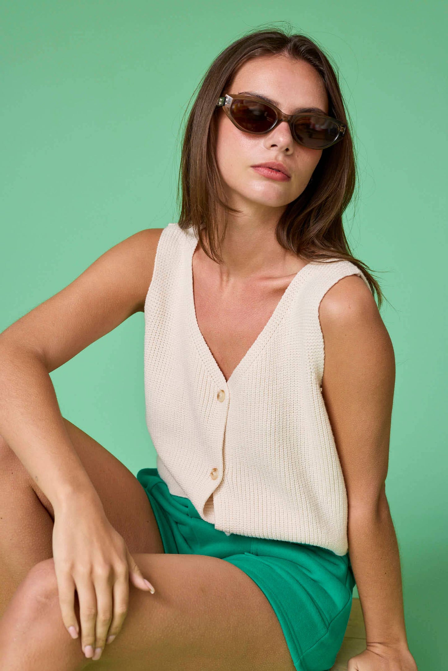 Vista Views (Ivory) Knit Button Down Vest