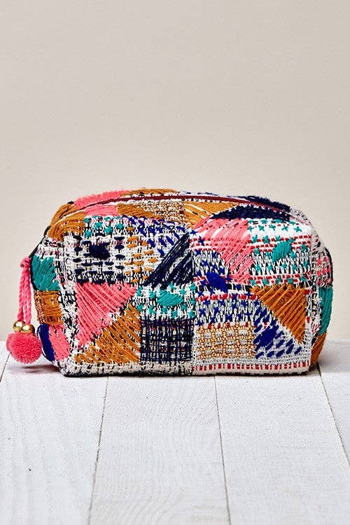 Kantha Quilt Beaded Embroidered Makeup Bag