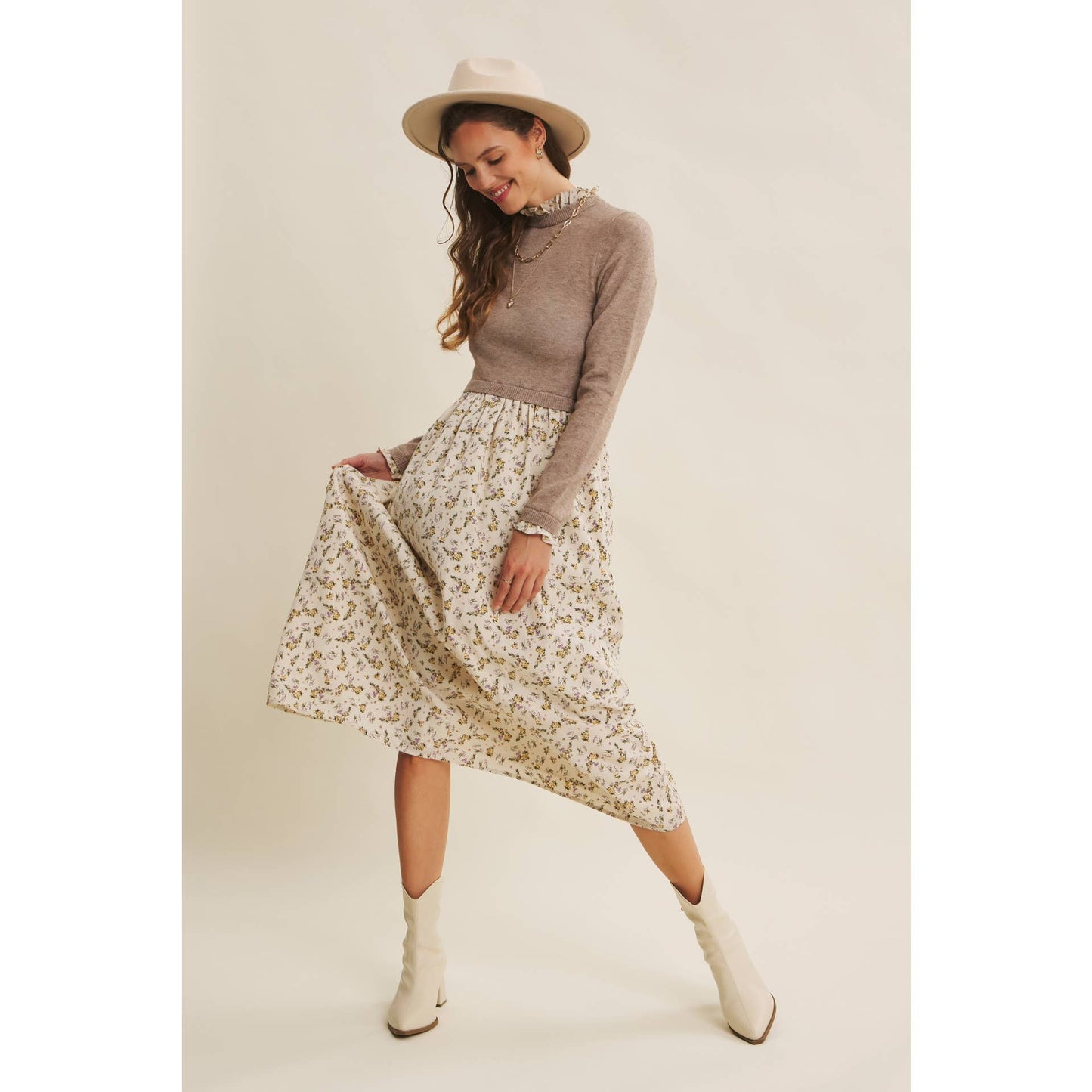 Sweet Memory (Latte) Twofer Dress