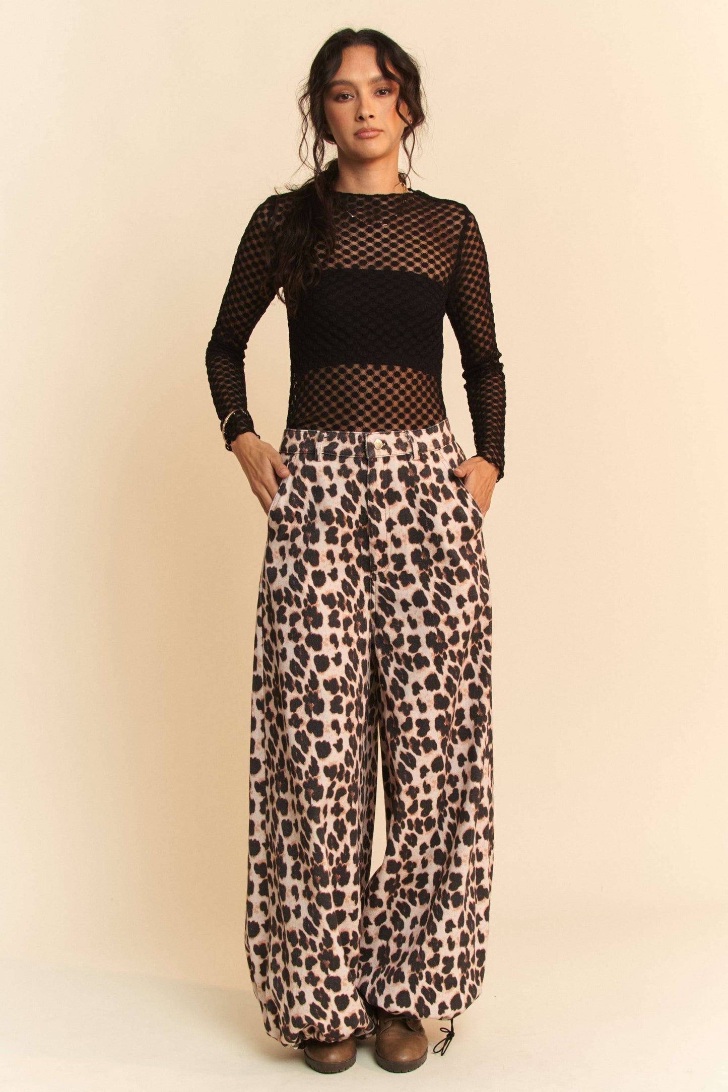 My Hope (Black) LS Dot Lace Mesh Top