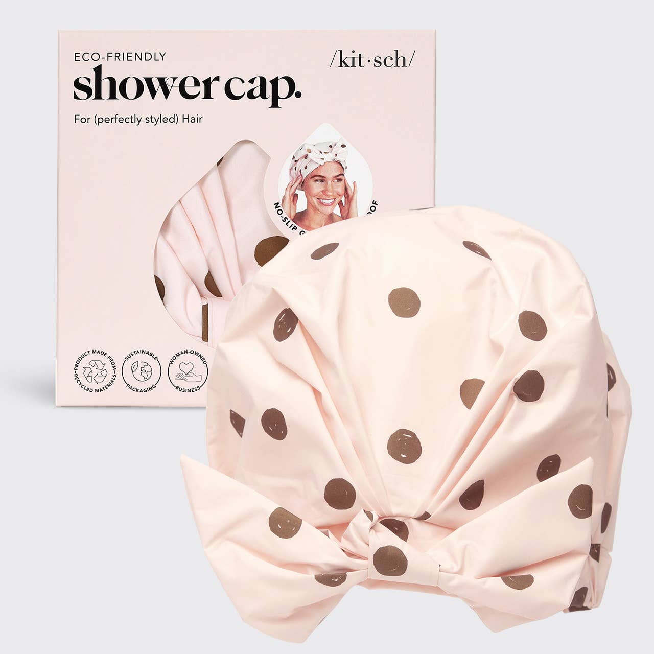 Kitsch Blush Dot Luxury Shower Cap