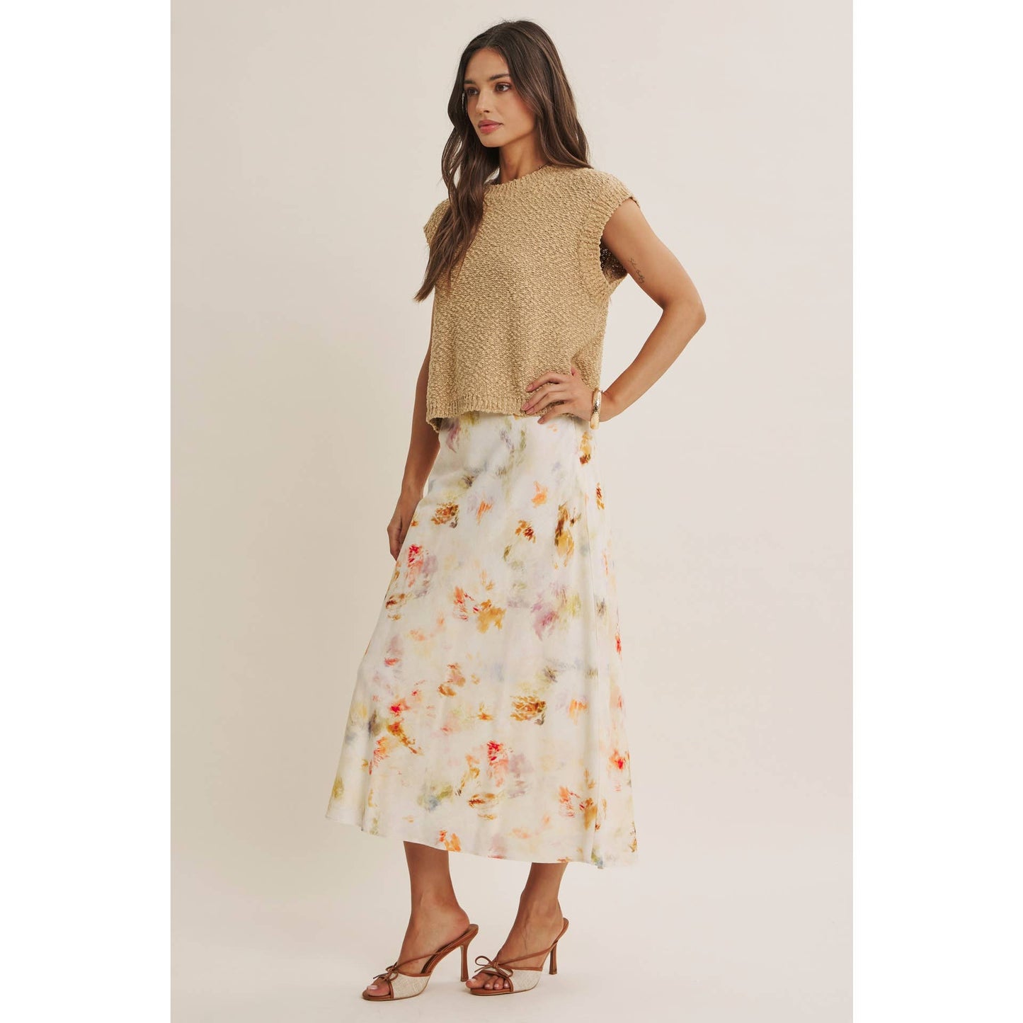 Good Impression Watercolor Midi Skirt