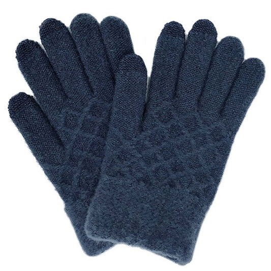 Waffle Textured Touch Screen Gloves, Navy