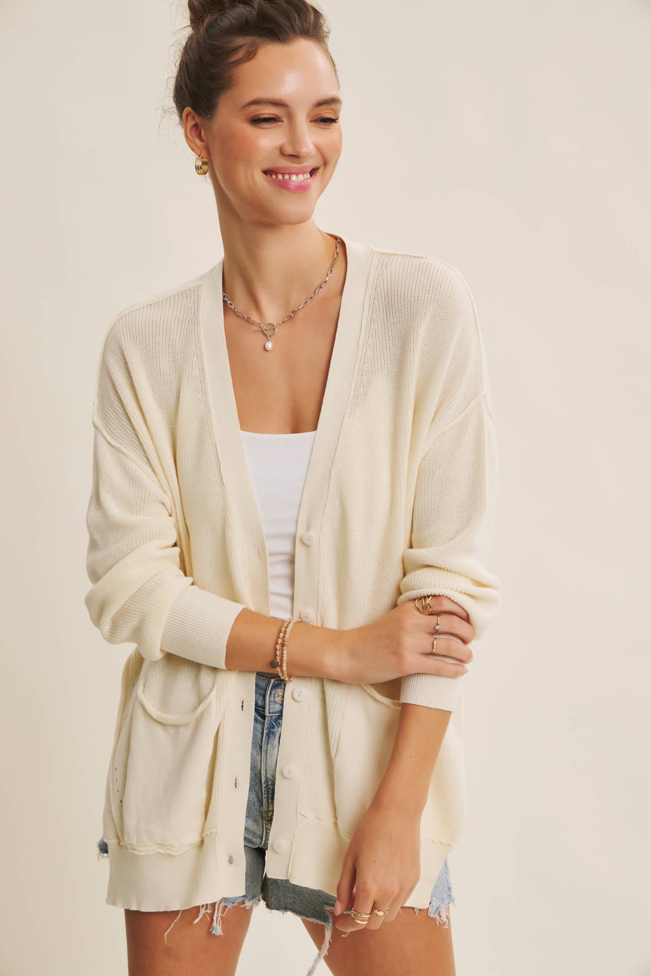 Down To Earth (Vanilla) Slouchy Cardigan