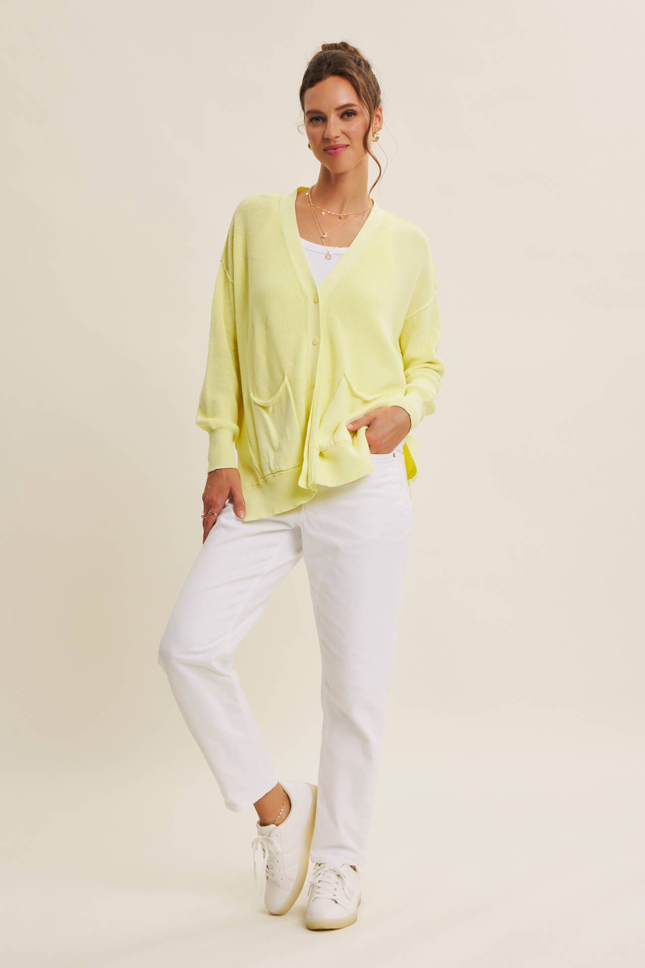 Down To Earth (Lemon) Slouchy Cardigan
