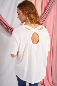 Checked In WHITE Open Back Top