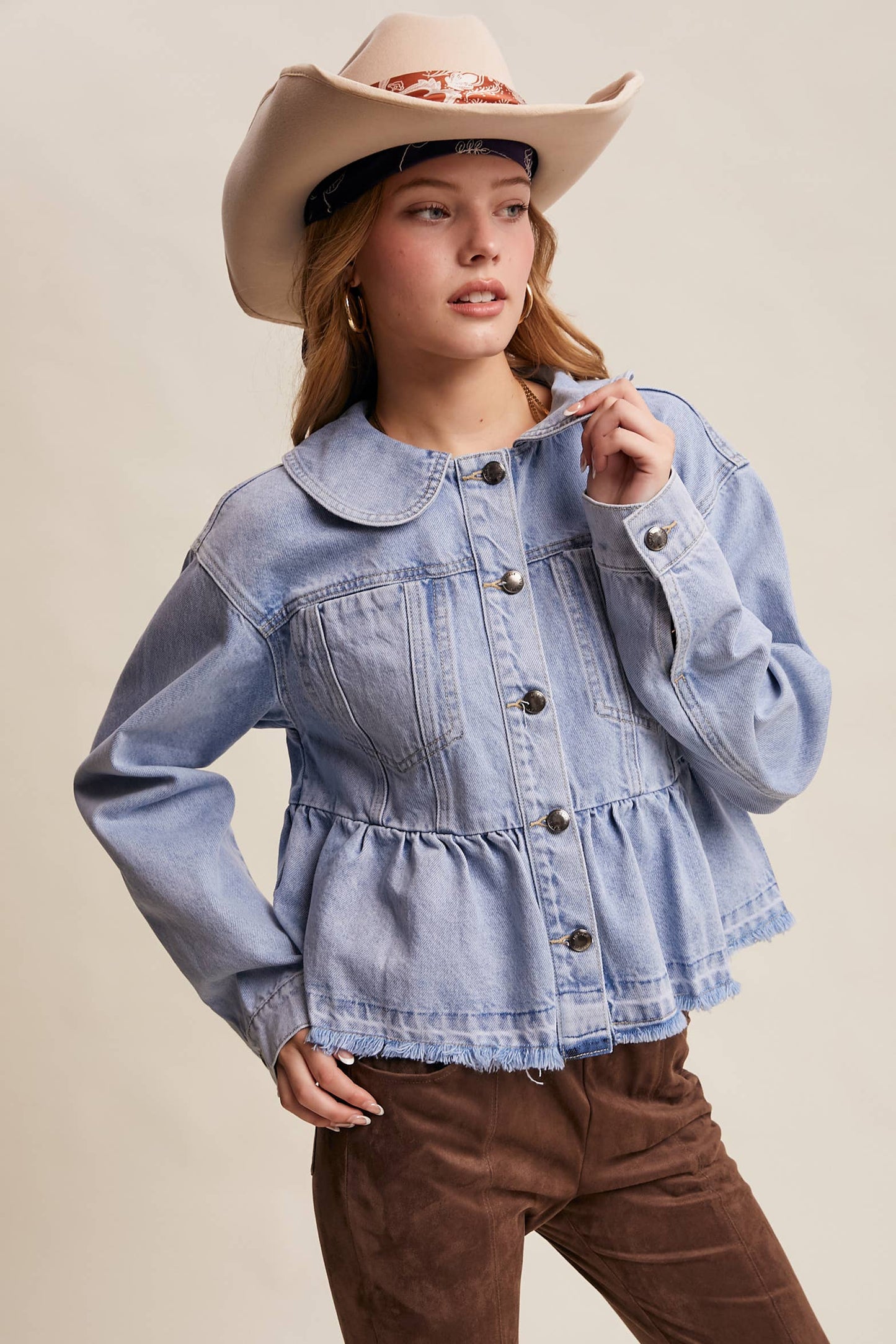 Fresh Look Peplum Hem Denim Jacket