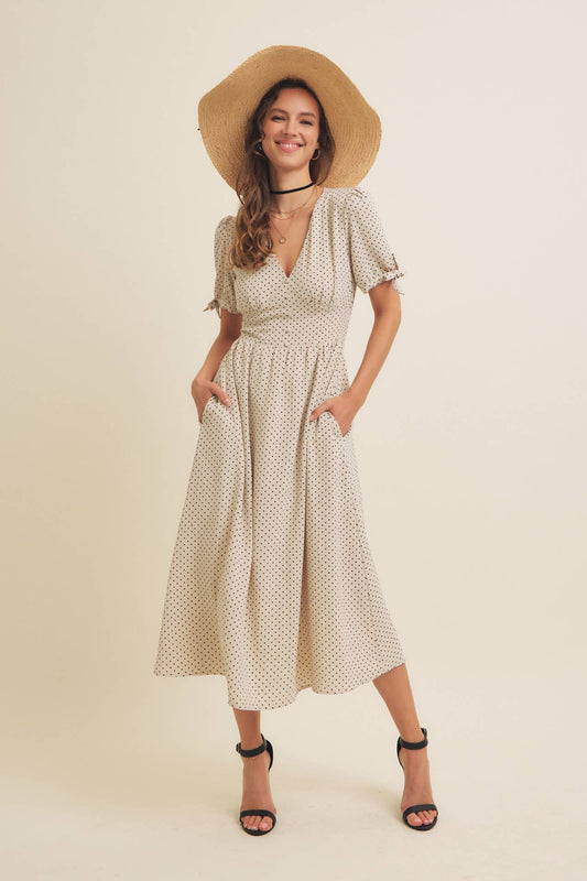 Keep Classy (Crm/Blk) Polka Dot Dress
