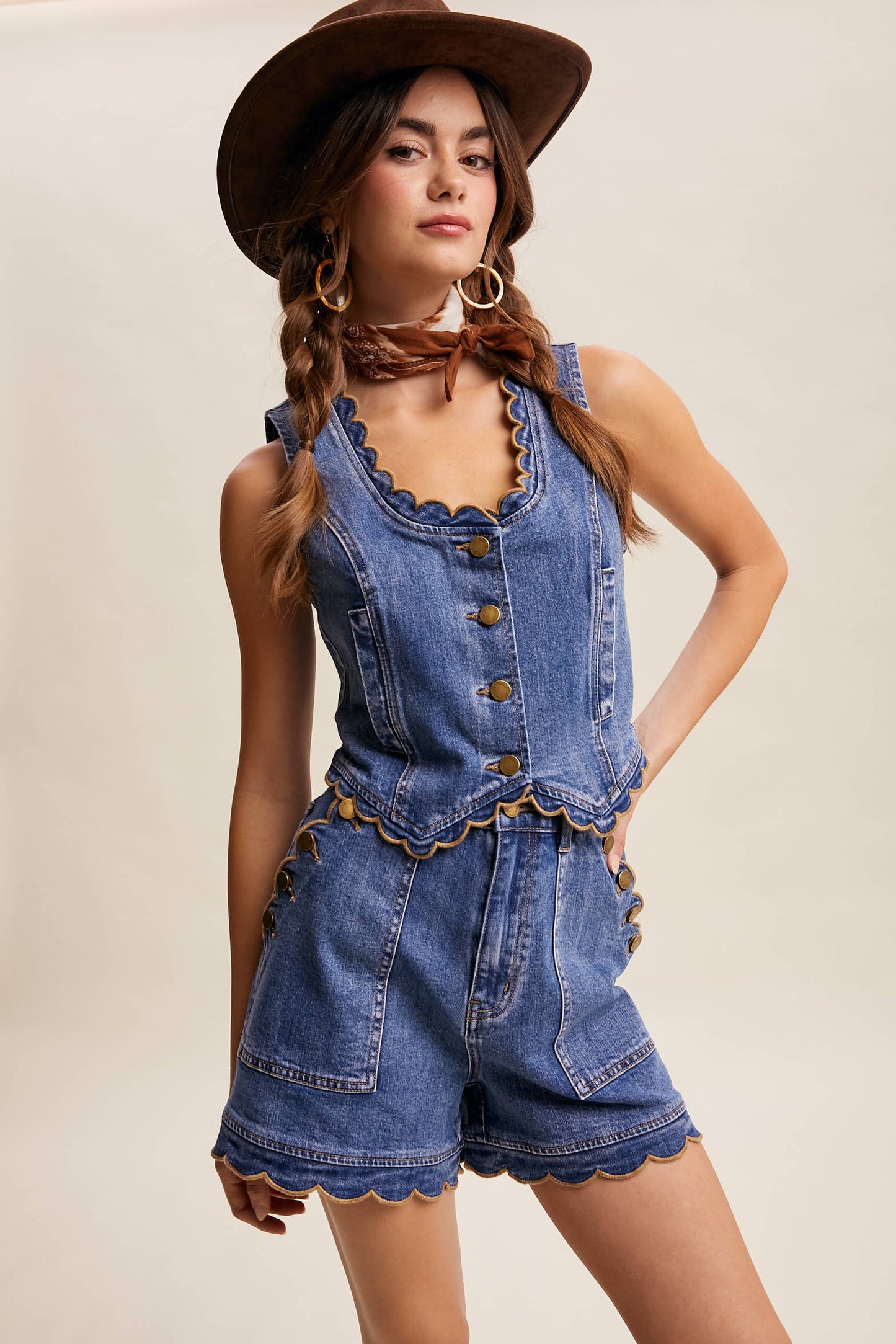 She’s From Texas Scallop Denim Vest