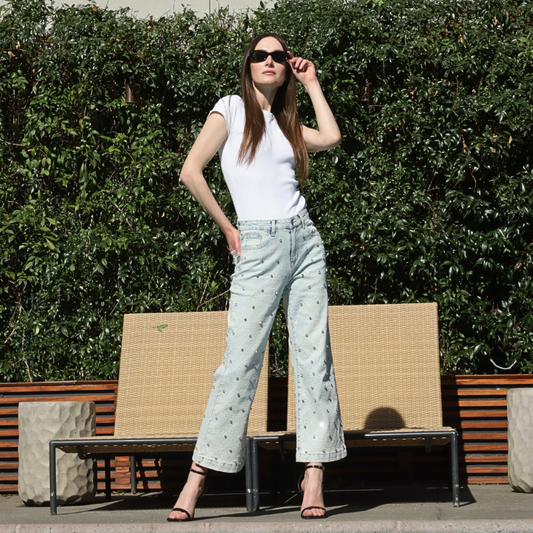 Shine Bright Rhinestone Cropped Jeans