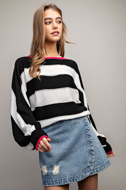Twist Of Fate B/W Stripe Sweater