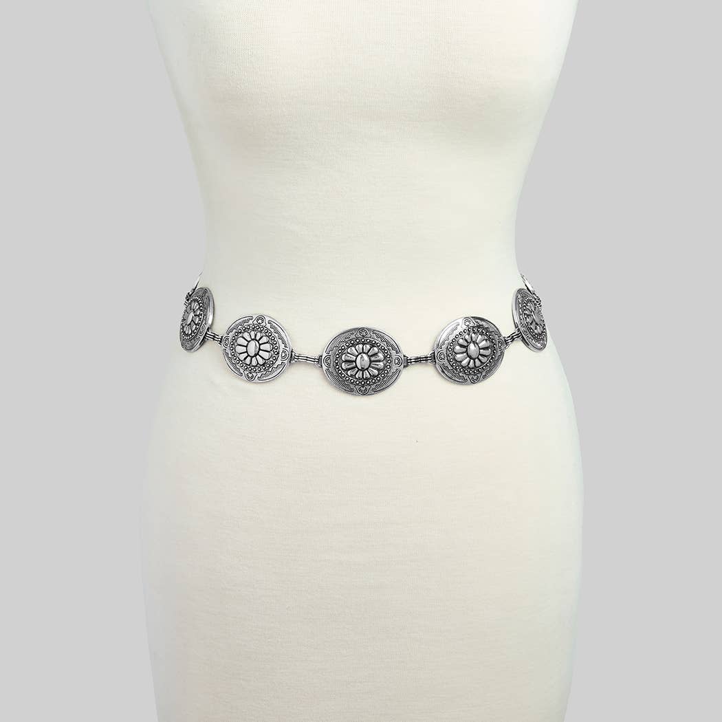Silver Bubble Florette Concho Chain Belt