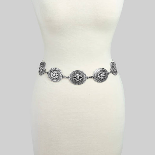 Silver Bubble Florette Concho Chain Belt