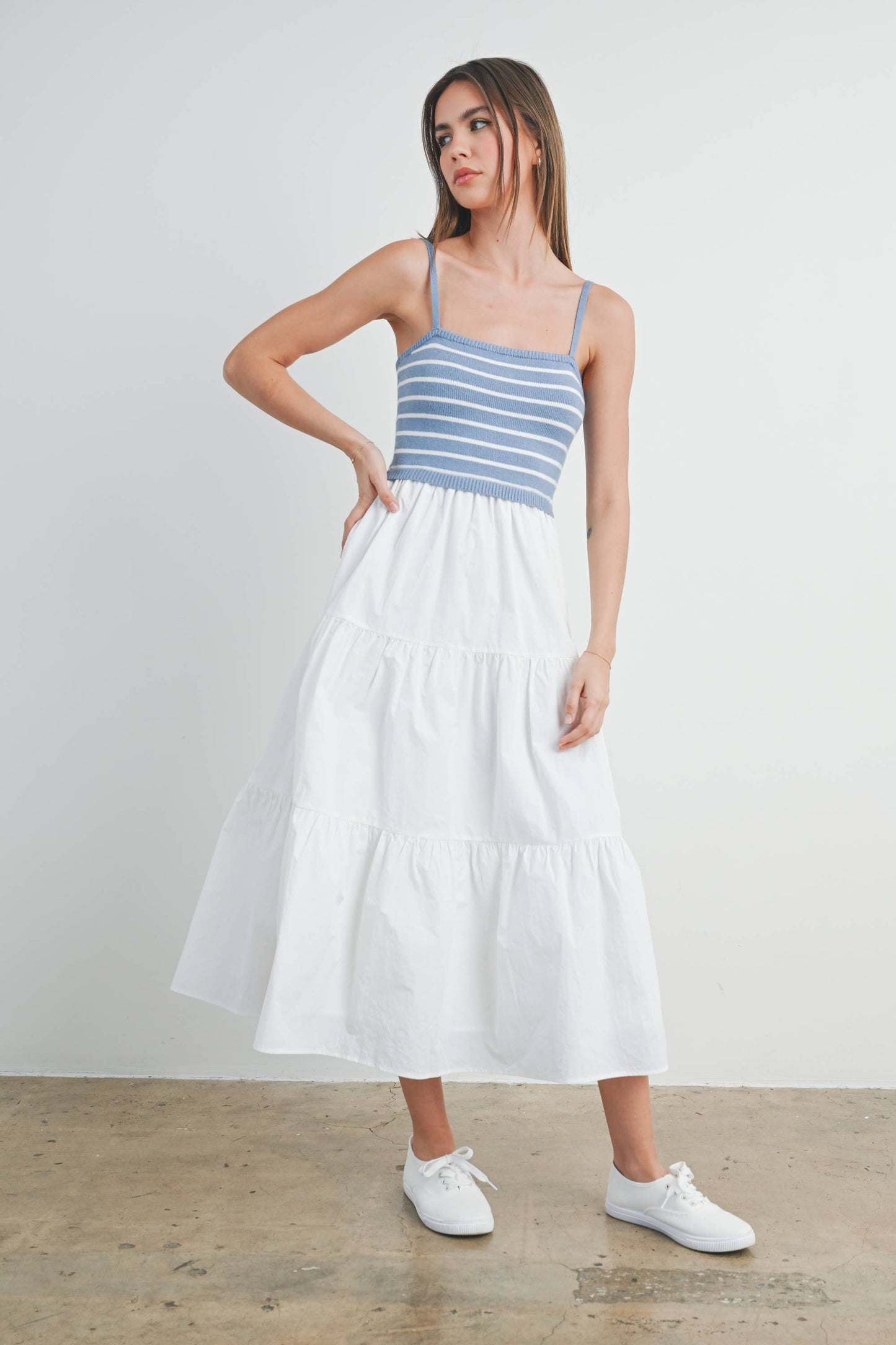 Sweet Montana (Blue/Wh) Stripe Top Dress