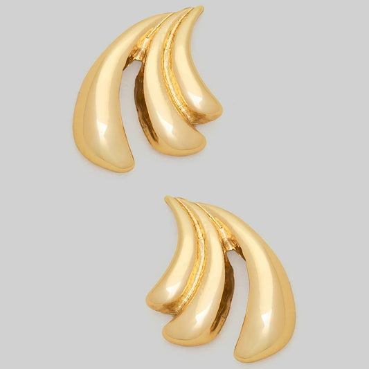 Triple Curve Stack Earrings, Gold