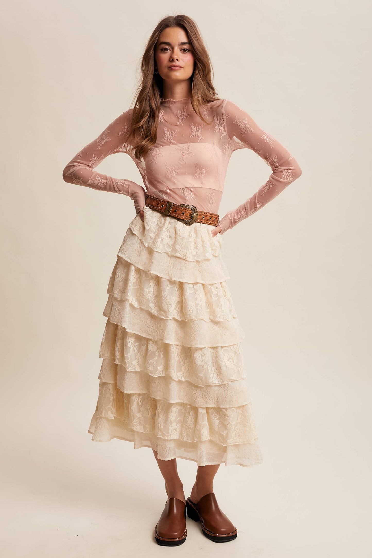 Sheer Elegance (Blush) Lace Layer Top