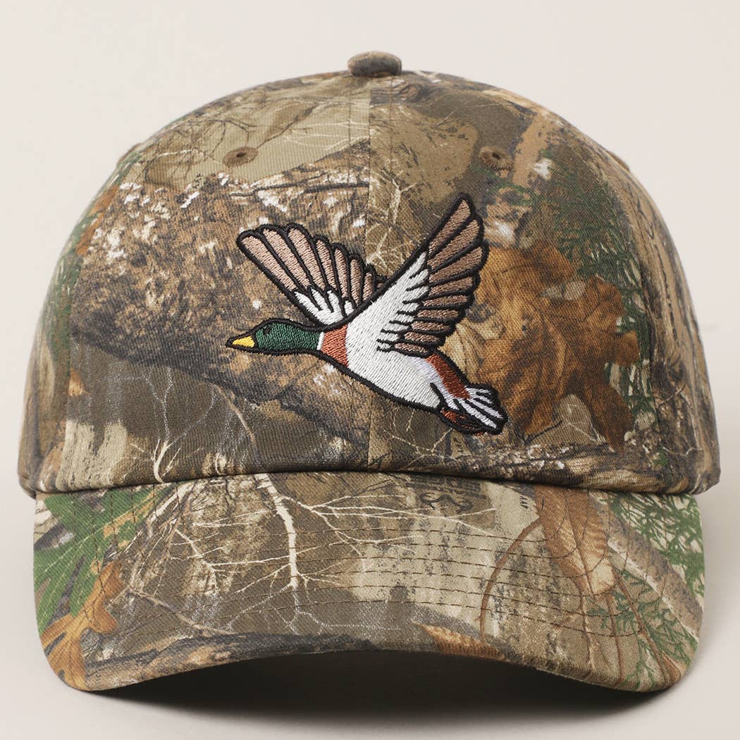 Flying Mallard Embroidered Camo Print Hat