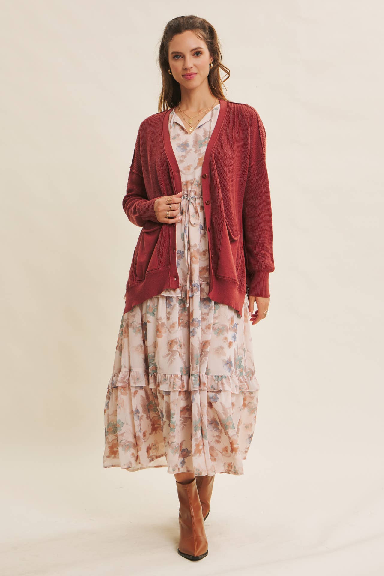 Down To Earth (Redwood) Slouch Cardigan