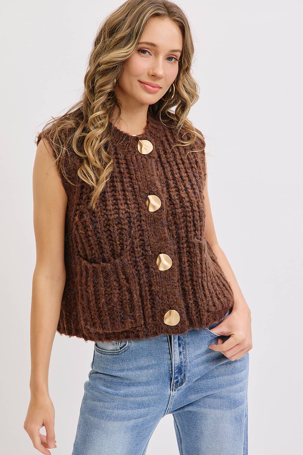 Warm Intentions (Brown) Chunky Knit Vest