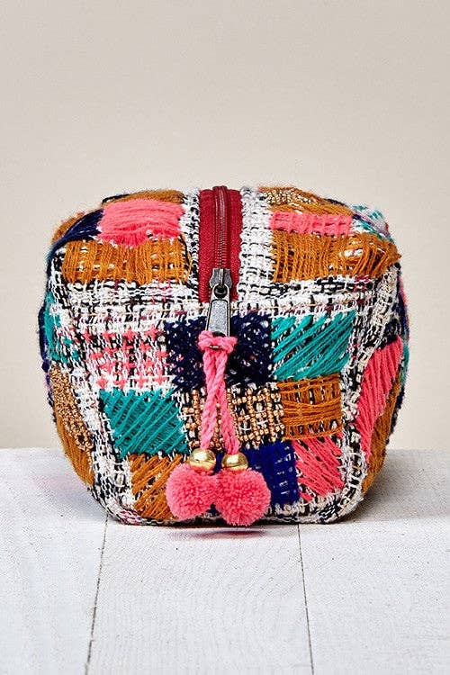 Kantha Quilt Beaded Embroidered Makeup Bag