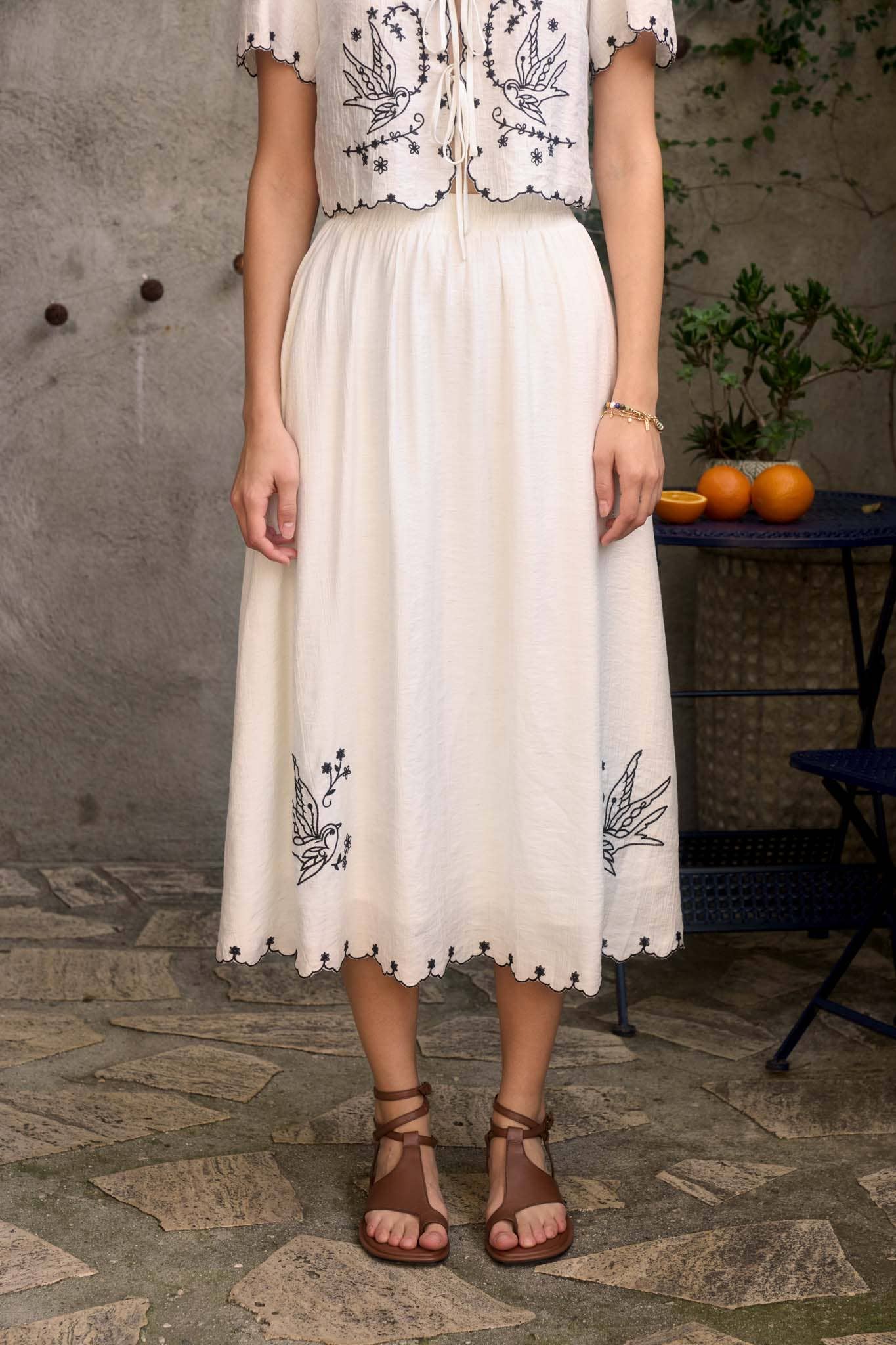 Little Birdie Told Me Embroidered Skirt