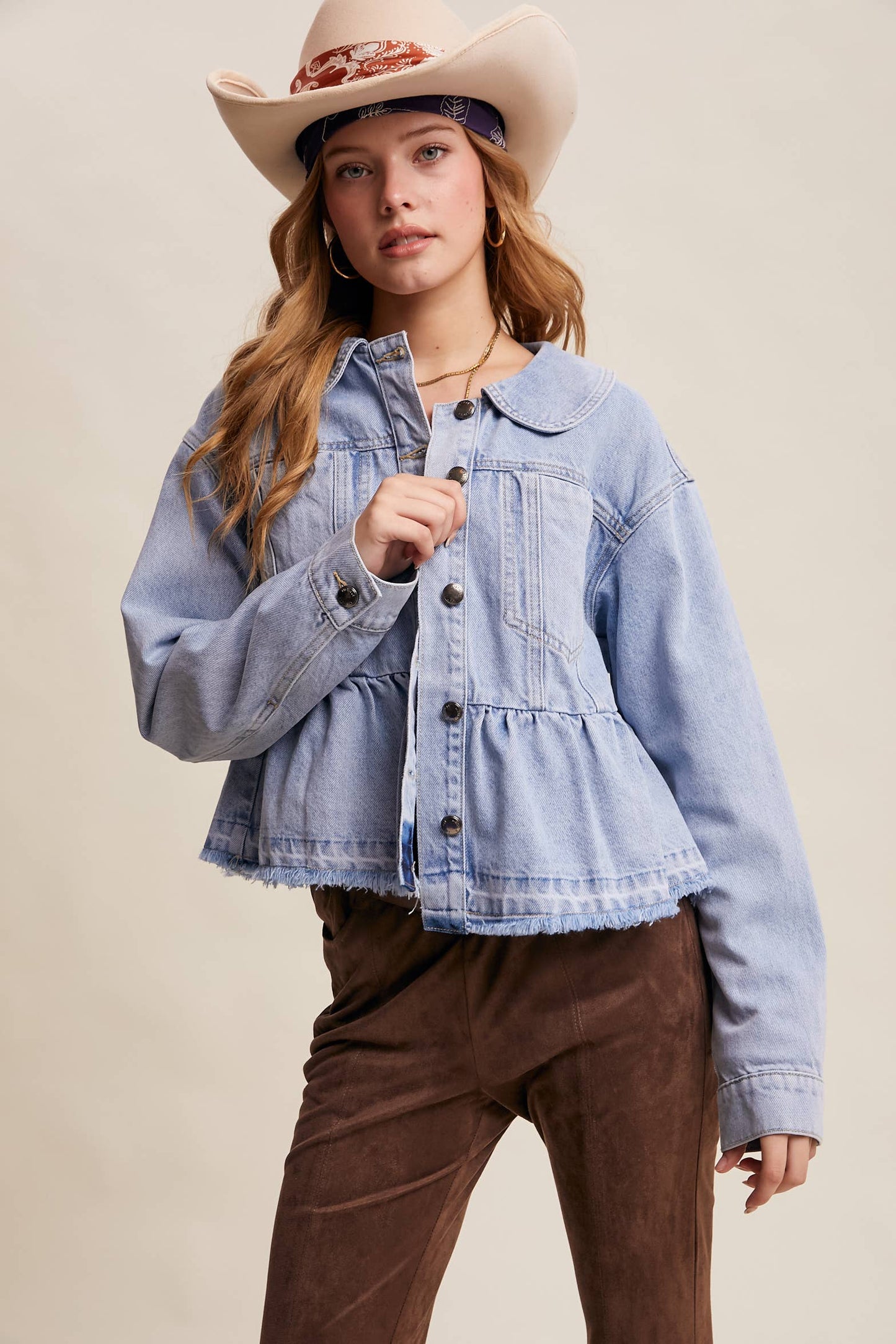 Fresh Look Peplum Hem Denim Jacket