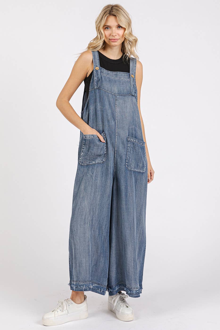 Easy Does It Wide Leg Tencel Overalls