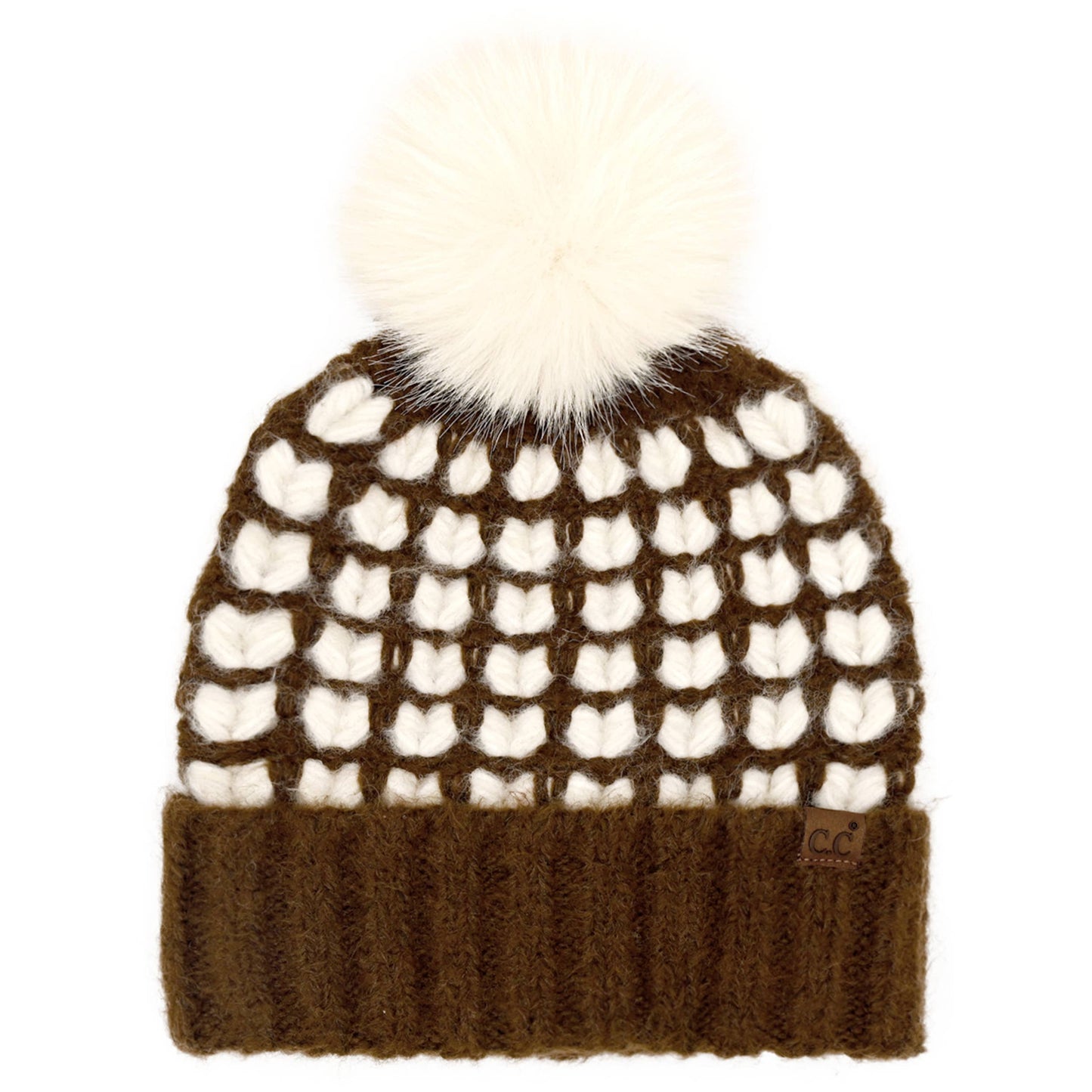 C.C. Full of Heart Pattern Pom Beanie