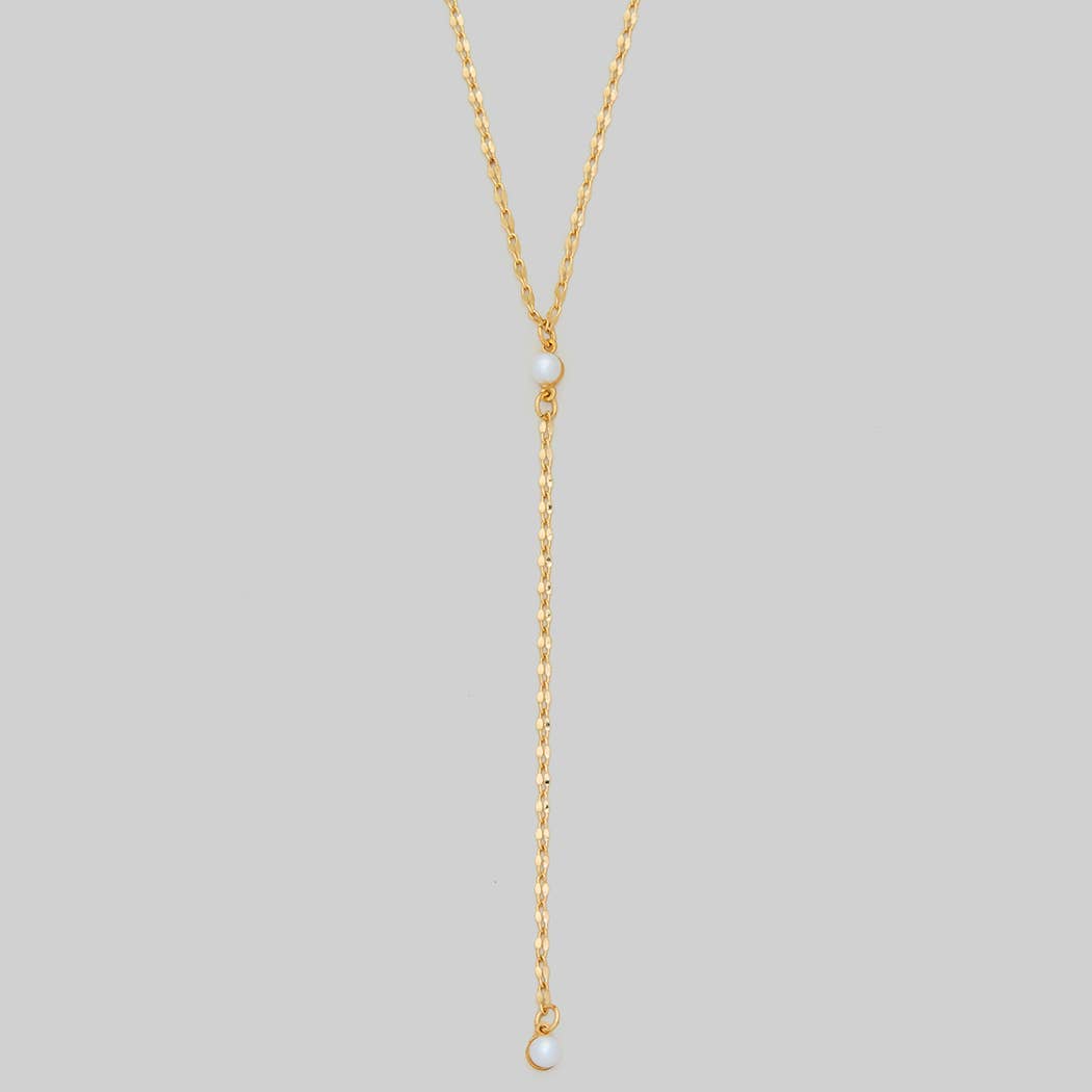 Delicate Pearl Y Necklace, Gold