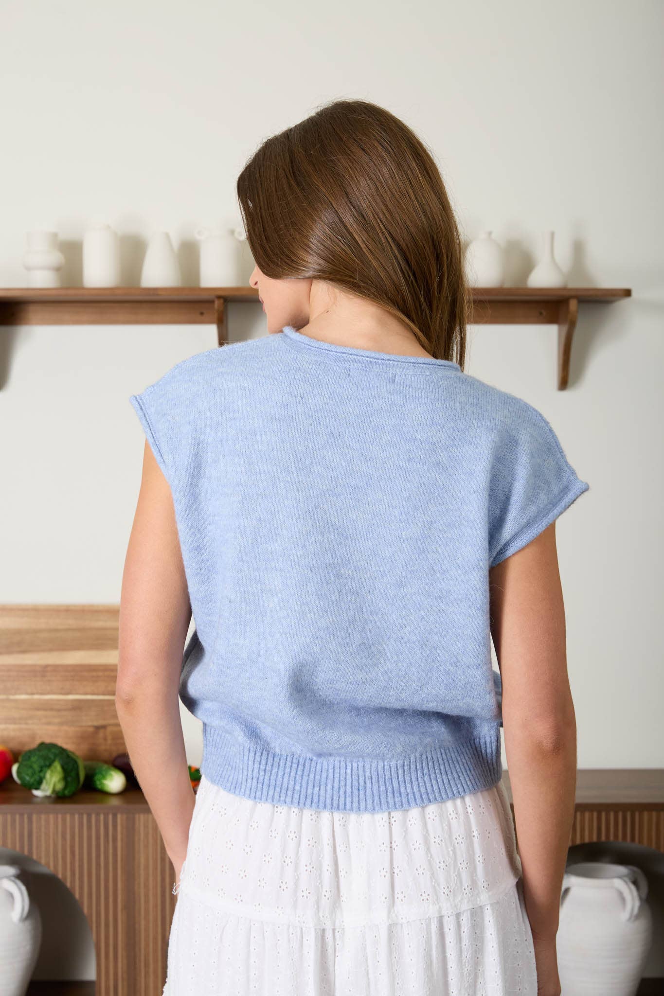 Law of Life (Blue) Sleeveless Cardigan