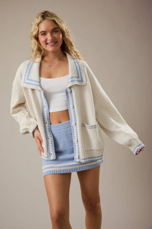 All Hands on Deck Sailor Collared Cardigan