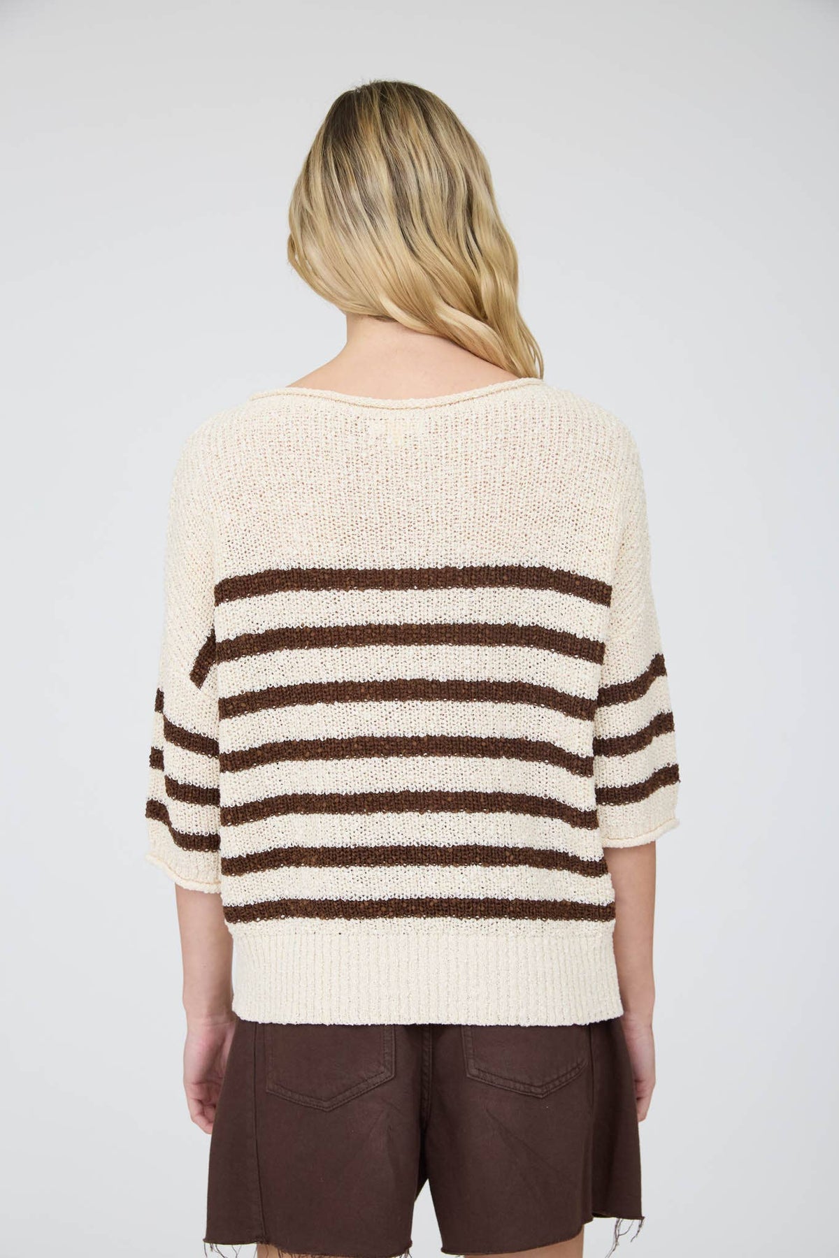 Get Going (Choc) Stripe SS Sweater