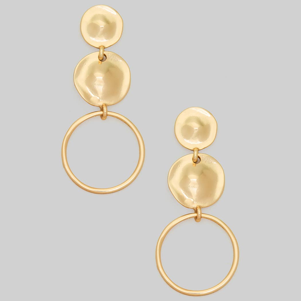 Gold Tiered Circle Drop Earrings