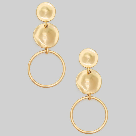 Gold Tiered Circle Drop Earrings