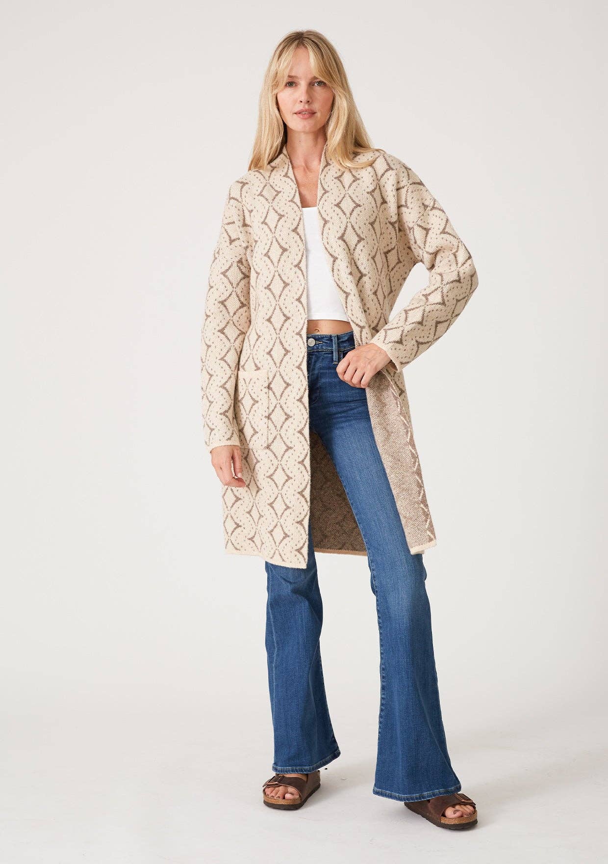 Western Way (Taupe) Diamond Cardigan